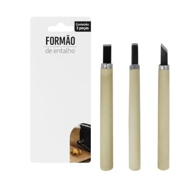 Imagem de Kit 3 Formões Para Entalhe De Madeira Cabo Profissional Talhadeira