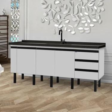 Imagem de Gabinete de Pia Cozinha 174cm Armário 3 Portas e 3 Gavetas (Branco)