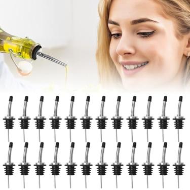 Imagem de UKQRRTC 24 peças de garrafa de licor, bicos de aço inoxidável com tampas de poeira de borracha, bico cônico para bares, clubes, restaurantes, bares, cafeterias e lanchonetes, 3 × 10,5 cm