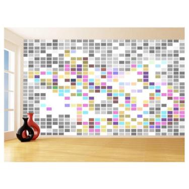 Imagem de Papel De Parede Geométrico Quadrados Colorido 3,5M Gmt127 - Você Decor