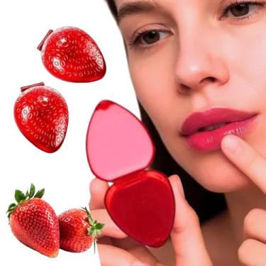 Imagem de Batom Infantil Moranguinho Retrô com Aroma de Morango – Brilho Labial Translúcido – Embalagem em Formato de Morango Vermelho Retrô anos 80 e 90