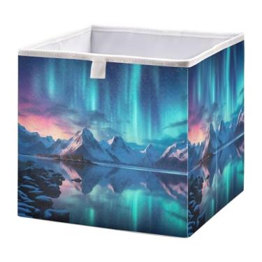 Imagem de SEHANY Cesto de armazenamento dobrável Mountains Lanscape, organizador de tecido grande, dobrável, para roupas, brinquedos, livros, armário, berçário, 38 x 27 x 17 cm