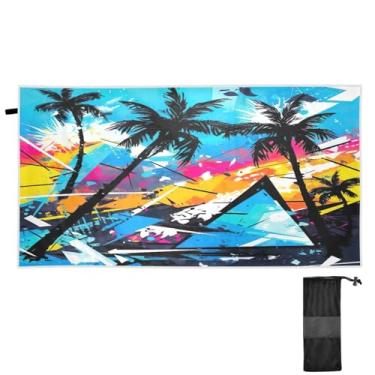 Imagem de Blueangle Toalha de praia de palmeiras tropicais - Toalhas de viagem compactas e leves - Toalha de secagem rápida super absorvente para natação, acampamento e férias (225)