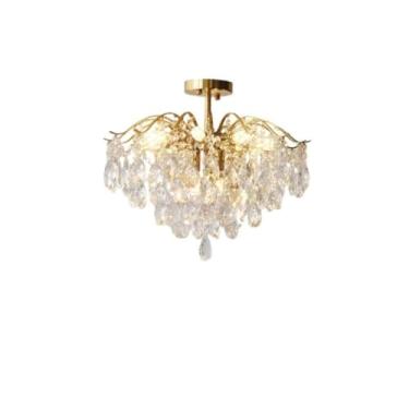 Imagem de Luminária pendente nórdica retrô pós-moderna de luxo, com detalhes em cristal francês e luz aconchegante | Ideal para sala de estar, quarto, restaurante e bar (D/50CM)