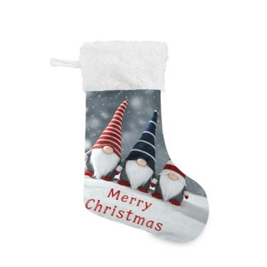 Imagem de GakkiGii Meia de Natal grande de gnomo, decoração de Natal suspensa para parede de árvore de lareira, 45 x 31 cm