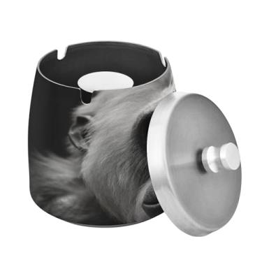 Imagem de Blueangle Cinzeiro Gorilla Portraits com tampa para cigarros, à prova de vento/chuva, aço inoxidável, sem fumaça, inodoro, cinzeiro para uso interno ou externo (42)