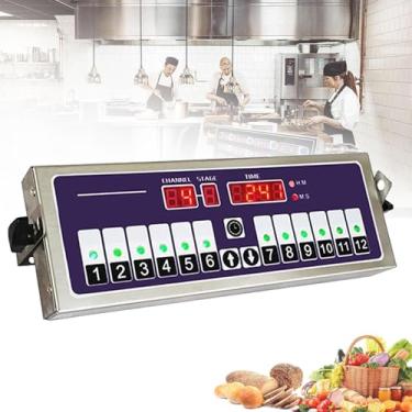 Imagem de Cronômetro de cozinha com 12 canais, lembrete de batida, alarme de temporização digital alto, relógio magnético, contagem regressiva, cronômetro