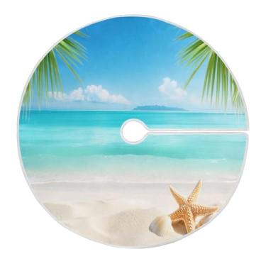 Imagem de Blueangle Saia de árvore de Natal para praia ensolarada de 90 cm - poliéster macio e resistente a rugas, decoração de férias para festas de Natal, árvore festiva e decoração de casa (138)