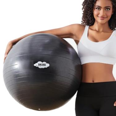 Imagem de Bola de ioga para exercício, fitness e equilíbrio, cadeira de bola de estabilidade anti-explosão, bola de parto para gravidez, -G (58.4 cm~66.0 cm) 65 cm, preta
