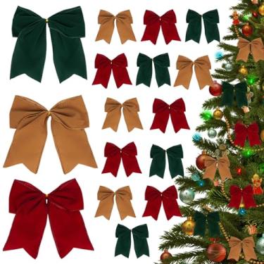 Imagem de RICHMYC 12 peças de laços de veludo de Natal para árvore, enfeites de fita vintage de Natal para guirlanda, guirlanda, saco de presente, sacos de doces, artesanato faça você mesmo, decoração de férias