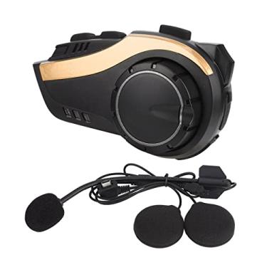 Imagem de SUNGOOYUE Fone de Ouvido para Motocicleta, de Intercomunicação 5.0 Com Alcance de 2.000 M, IP65 à Prova d'água, Alto-falantes Estéreo HiFi HD, Bateria de 900mAh, Comunicação Viva-voz para Pilotos