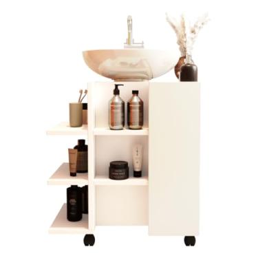 Imagem de Armário Gabinete De Banheiro Organizador Para Pia De Coluna(Branco)