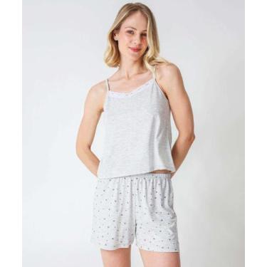 Imagem de Pijama Feminino Estampa Coração Alças Finas Marisa-28017, Cinza, GG