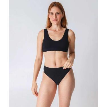 Imagem de Kit 2 Calcinhas Sem Costura Bíquini DelRio Preto-98056, Preto, Bege, G