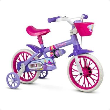 Imagem de Bicicleta Infantil Aro 12 Menina Nathor Violeta Rodinha Cesta 2 A 5 An