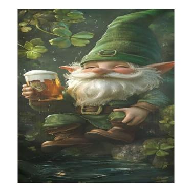 Imagem de Qilmy Capa de ímã de máquina de lavar louça de gnomo fofo dia de São Patrício 58 x 66 cm capas decorativas de geladeira para porta frontal adesivo de folha magnética para máquina de lavar louça painel