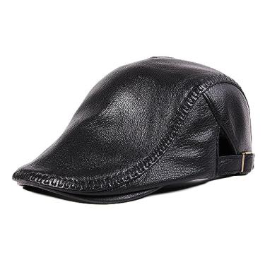 Imagem de uhyOHF Boné masculino de couro com boina irlandesa boina (preto-G