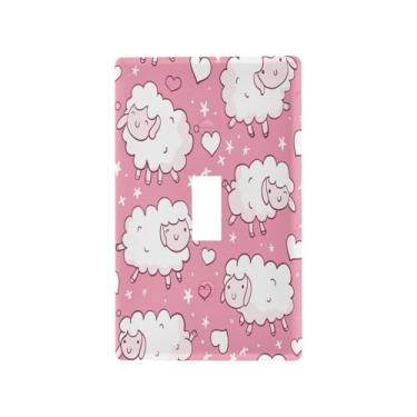 Imagem de Wassud Placa de cobertura de interruptor de luz, capas de tomada decorativas, placa de parede para tomadas elétricas, ovelhas engraçadas, interruptor único 11 x 6 cm