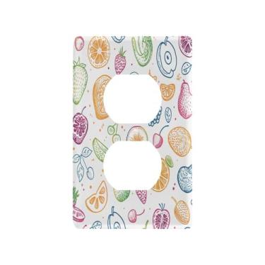Imagem de Wassud Placa decorativa para interruptor de luz de frutas com desenho animado para tomadas elétricas duplex 11 x 7 cm