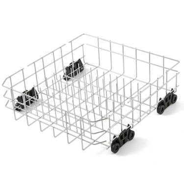 Imagem de Aço inoxidável W10728159 prateleira inferior de substituição para Whirlpool KitchenAid Maytag peças de lava-louças com rodas W10525646 KDFE104DSS2 Escorredor de louça inferior 56 x 52,6 cm