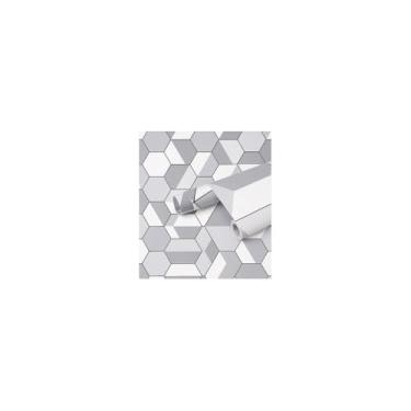 Imagem de Papel de Parede Adesivo PVC Estampa Geométrica Bege, 5m x 45cm, Autoadesivo, 380g