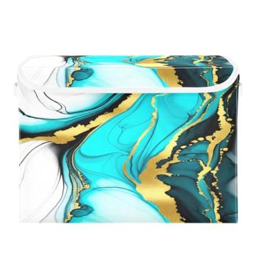 Imagem de CEBUGI Caixotes de armazenamento com tampas, caixa de armazenamento de tecido dobrável, fundo de textura de mármore, compartimentos organizadores de armazenamento para armário de casa prateleiras de