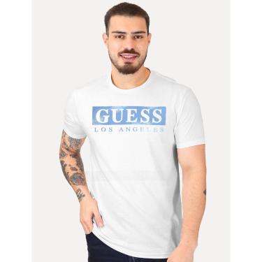 Imagem de Camiseta Guess Masculina Logo Los Angeles Sky Block Branca-Masculino