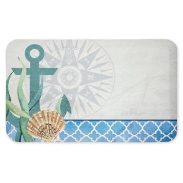 Imagem de Tapete antifadiga Bayside Anchor & Compass, ergonômico acolchoado para cozinha e tapete de pé com suporte antiderrapante, tapete confortável ecológico, design por Kim Allen, 76 cm x 45 cm