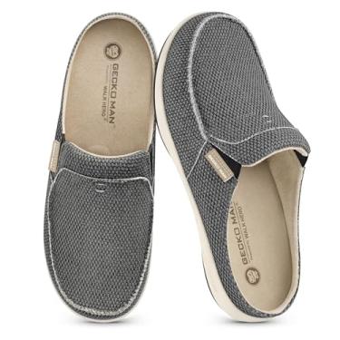 Imagem de Pantufas masculinas com suporte de arco, chinelo de lona para casa masculino com forro de veludo, sapato para usar em casa com sola de borracha antiderrapante para uso interno e externo, Black ( Built-in Suede Insoles ), 12