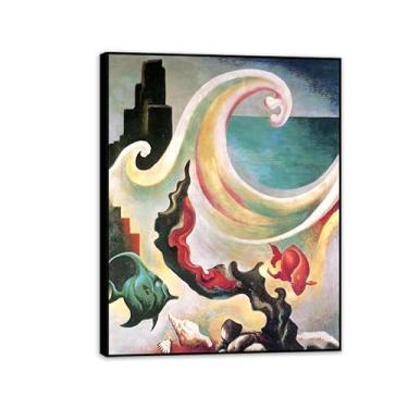 Imagem de Zeichn8u Thomas Hart Benton Paintings Arte de parede Sea Phantasy-I Reproduções de arte clássica Thomas Hart Benton Pôster em tela para sala de estar decoração de parede de casa 65 x 50 cm (66.0x48.3
