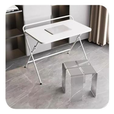 Imagem de Mesa dobrável, mesa de computador de madeira maciça sem instalação 3 engrenagens de ajuste de altura 61 cm-68 cm-75 cm estrutura compacta anti-beliscar jogos de computador escrita e escritório em casa