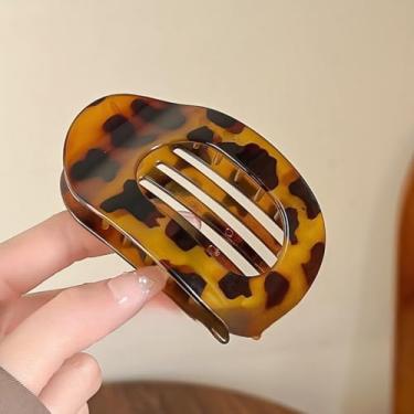 Imagem de Grampos de cabelo planos para mulheres/meninas, garra deitada, prendedores de cabelo de bico de pato antiderrapante para cabelos grossos e finos (caramelo)