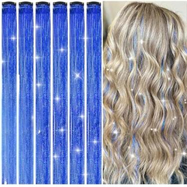 Imagem de Grampos de cabelo de fada - 1 peça de enfeite de cabelo colorido sonhador para mulheres, festa de Natal e Ano Novo (azul)