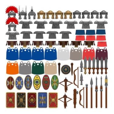 Imagem de FunXylophy Medieval Roman Troops Weapons Pack Accessories Set, Including Armor Helmet Sword Bow Arrow, Designed for Mini Figures, Compatible with Major Brands (82PCS)