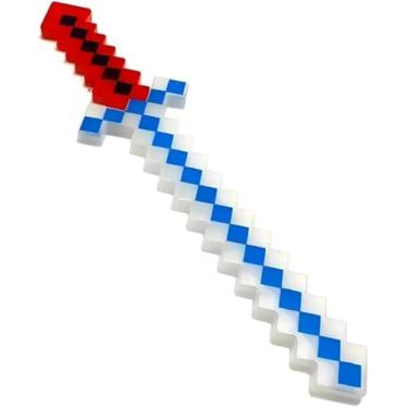 Imagem de Espada de Brinquedo com Luz e Som 40cm – Design Pixelado Estilo Blocos, Cores Vibrantes e Efeitos Interativos | Diversão, Fantasia e Aventuras Infantis