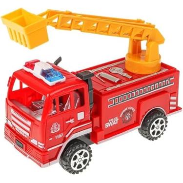 Imagem de Conjunto de Carrinhos de Brinquedo com 6 Peças, Veículos de Fricção, Temática Bombeiro, Obra e Militar