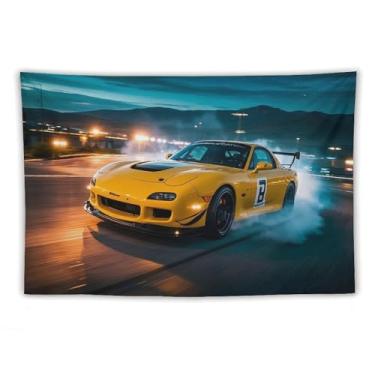 Imagem de HouLaiZhe JDM Tapeçaria de carro Jdm Car Rx7 Late Night Drift Sports Cool Wall Hanging Quarto Decoração de casa Tapeçarias Estética Piquenique Decoração de Parede Arte de Parede para Dormitório Sala