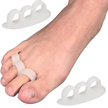 Imagem de Par Separador dedo pé Silicone Espaçador Corretor alívio - Cor: Branco
