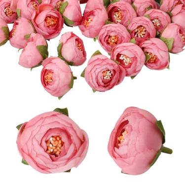 Imagem de ITROLLE 40 peças mini flores artificiais decoração de casa 4 cm rosa DIY decoração de casamento camélia artificial para arranjos florais, grinaldas, bonés de formatura, bolos, decoração de sobremesa