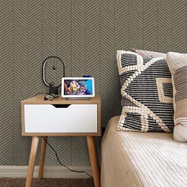 Imagem de Papel de parede marrom papel de parede adesivo papel de parede moderno papel de contato boho para armários papel de parede espinha de peixe para quarto papel de parede autoadesivo papel de parede removível escuro adesivo de tecido 43 cm × 78 cm