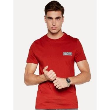 Imagem de Camiseta Tommy Hilfiger Masculina Regular Printed Badge Color Vermelha-Masculino