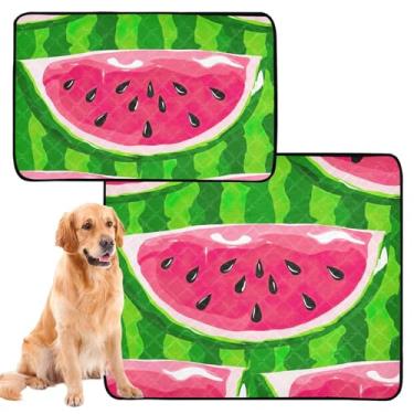 Imagem de Almofadas laváveis de xixi para cães, pele de melancia, rosa e verde, almofadas para animais de estimação para gatos, à prova de vazamento, para cães, tapete impermeável para cercadinho de cachorro