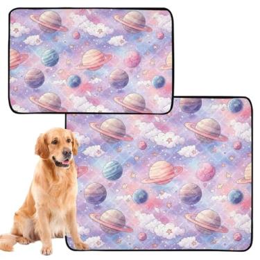 Imagem de TSENQUE Tapete para animais de estimação colorido planetas nuvens extragrande lavável para animais de estimação tapetes de xixi à prova d'água para gaiola de cachorro fofos, absorventes e pequenos