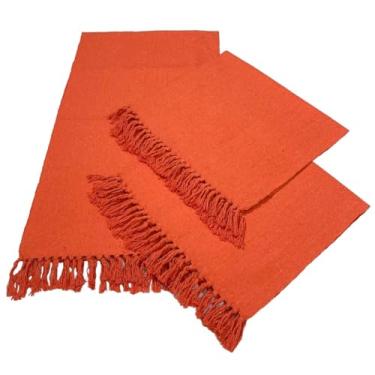 Imagem de Jogo de Passadeira de Cozinha 3 Peças em Tear de Algodão Tapete de Cozinha Antiderrapante para Pia e Porta (LARANJA-T)