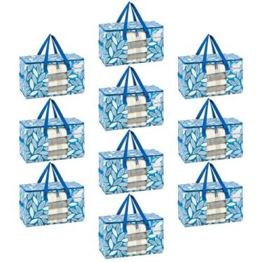 Imagem de VENO Pacote com 10 sacos de transporte, caixas de armazenamento com tampas, materiais de embalagem para faculdade, alternativas para caixas de mudança, dobrável, bolsa resistente (Spring Breeze