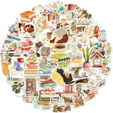 Imagem de Sqsxgz Adesivos de livro - 50 peças de adesivos de vinil impermeáveis e reutilizáveis para garrafas de água, livros, laptops, Kindle e livros | Fácil de descascar e colar, sem resíduos | Decalques