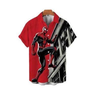 Imagem de Camisa Casual De Manga Curta Com Estampa 3D Do Homem-Aranha Para Homen