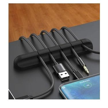 Imagem de Organizador de Cabos de Silicone, Gerenciador de Fios para Mesa e Carro, Suporte Fixador de Cabos USB, Preto