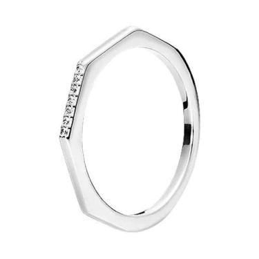 Imagem de Anel Feminino Em Prata Esterlina 925 Com Ouro Rosa E Pedra Em Forma De