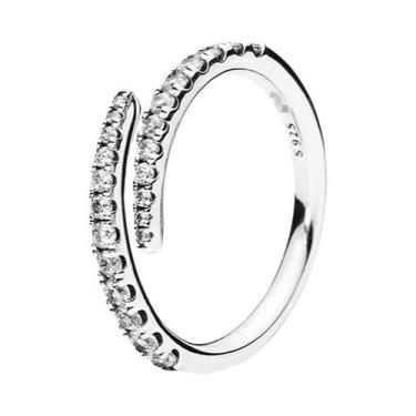 Imagem de Anel Feminino Em Prata Esterlina 925 Com Ouro Rosa E Pedra Em Forma De